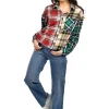 Sale RD Style Alison Color Block Flannel Shirt|