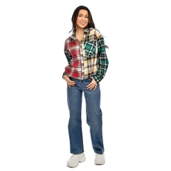 Sale RD Style Alison Color Block Flannel Shirt|