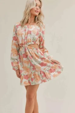 Sage The Label Amalfi Coast Mini Dress-Cranberry Multi|