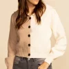New Pink Martini Amy Button-Up Sweater-Taupe|