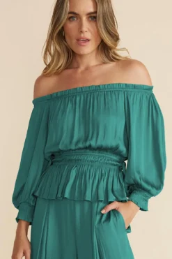 New Minkpink Anya Off Shoulder Blouse-Emerald|