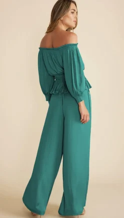 New Minkpink Anya Off Shoulder Blouse-Emerald|