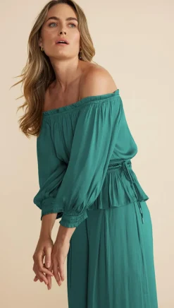 New Minkpink Anya Off Shoulder Blouse-Emerald|