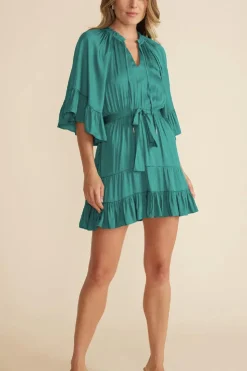 Minkpink Anya Tiered Mini Dress-Emerald|