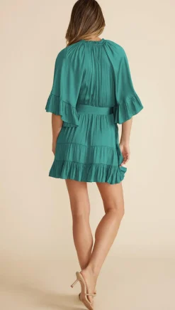 Minkpink Anya Tiered Mini Dress-Emerald|