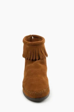 New Minnetonka Back Zip Hardsole Boot-Brown|