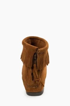 New Minnetonka Back Zip Hardsole Boot-Brown|