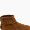 Clearance Minnetonka Back Zip Hardsole Boot-Brown|