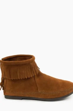 Clearance Minnetonka Back Zip Hardsole Boot-Brown|