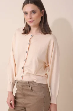 Indi & Cold Basic Cotton Cardigan-Pink Nude|