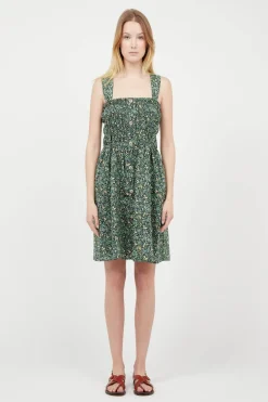 New The Korner Black Short Floral Print Cotton Dress|