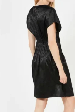 Clearance The Korner Black Short Jacquard Satin Dress|