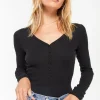 Clearance Z Supply Blaine Rib Long Sleeve Henley-Black|