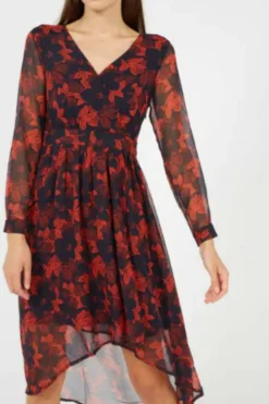 Sale The Korner Blue Printed Asymmetric Midi Dress|