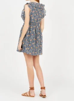 Discount The Korner Blue Short Printed Cotton Dress|