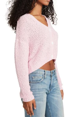 Hot BB Dakota by Steve Madden Bonfire Crop Cardigan-Pink Tulle|