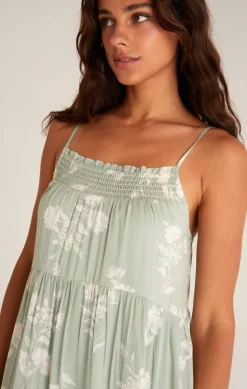 New Z Supply Breezy Floral Mini Dress-Soft Sage|