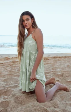New Z Supply Breezy Floral Mini Dress-Soft Sage|