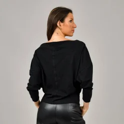 Hot RD Style Briane Boat Neck T-Shirt-Black|
