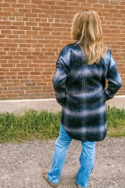 RD Style Britney Shacket-Navy Plaid|