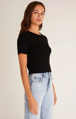 Hot Z Supply Camilla Rib Sweater Tee-Black|