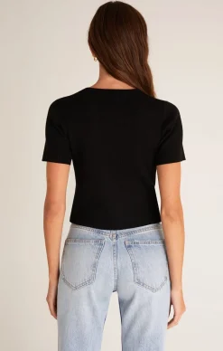 Hot Z Supply Camilla Rib Sweater Tee-Black|