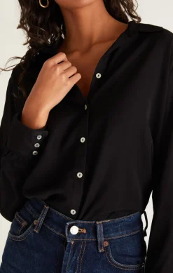 Hot Z Supply Camille Cupro Top-Black|