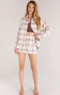 Hot Z Supply Co-Ed Plaid Boxer-White|