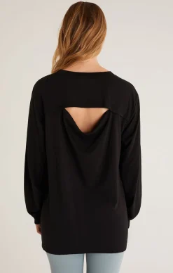 Online Z Supply Cool Down Long Sleeve Top-Black|