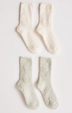 New Z Supply Cozy Plush Socks-Agave Green (2-Pack)|-New