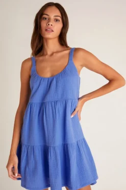 Online Z Supply Danny Gauze Mini Dress-Pacific Blue|
