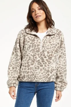 Best Z Supply Denver Leopard Sherpa Jacket-Mink Grey|