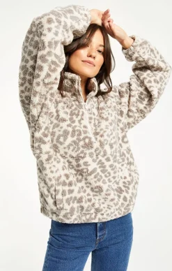 Sale Z Supply Denver Leopard Sherpa Jacket-Mink Grey|