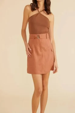 Minkpink Dylan Belted Mini Skirt-Amber|