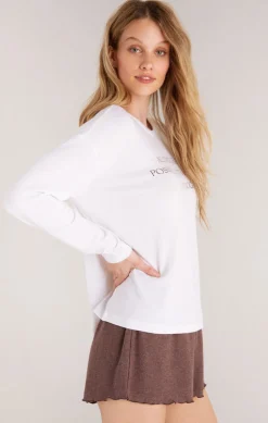 Clearance Z Supply Eden Coffee Long Sleeve Top-White|