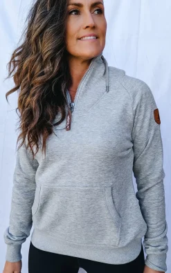 Wanakome Faith Half Zip Pullover-Light Heather Grey|