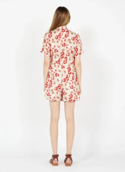 The Korner Floral Print Jumpsuit-Red Beige|