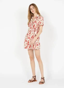The Korner Floral Print Jumpsuit-Red Beige|