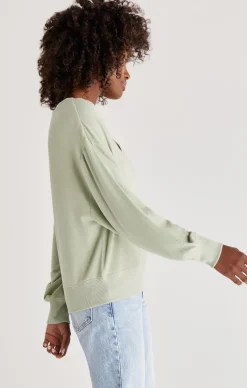 New Z Supply Francis Marled V-Neck Top-Pistachio|