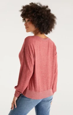 Clearance Z Supply Francis Marled V-Neck Top-Rouge|