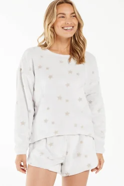 New Z Supply Frosted Plush Star Long Sleeve Top|