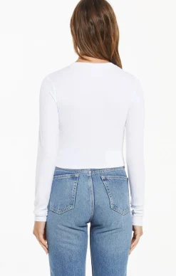 Sale Z Supply Gelina Cropped Long Sleeve Top-White|