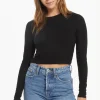 Discount Z Supply Gelina Cropped Long Sleeve Top-Black|