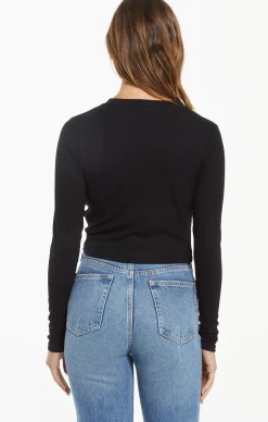 Discount Z Supply Gelina Cropped Long Sleeve Top-Black|