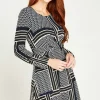 Online Apricot Geo Patchwork Knot Dress|