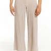 New Z Supply Geri Wide Rib Pant-Heather Latte|