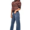Best RD Style Giselle Fair Isle Short Sleeve Sweater-Brown Mix|