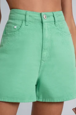 Outlet Lez a Lez Green Twill High Waist Short|