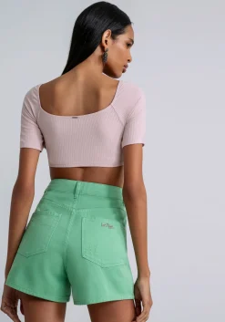 Outlet Lez a Lez Green Twill High Waist Short|