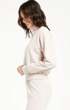 Z Supply Half Zip Sweatshirt-Pink Sky|-New
